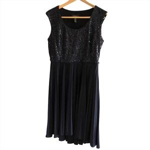 R & M Richards sequined pleated midi dress